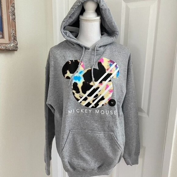 NEFF X Mickey Slash Unisex Hoodie Sz Med Heather Grey Disneyland - Picture 2 of 10